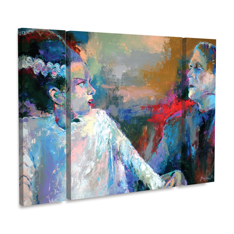 «Frankenstein and His Wife», ensemble de 3 panneaux d'art Richard Wallich
