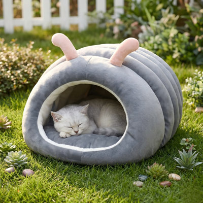 Caricature de lit de chat de conception de chenille, cachette de chat en peluche chaude et douce, lit de chat intérieur pliant et isolant épaissi
