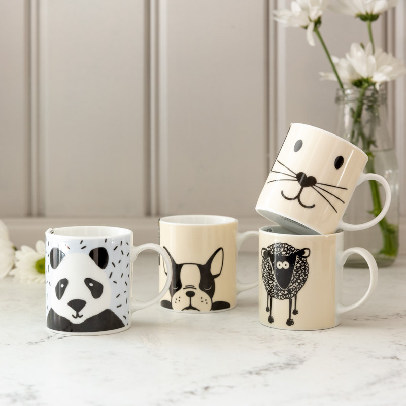 KitchenCraft 80ml Porcelain Cat Face Espresso Cups