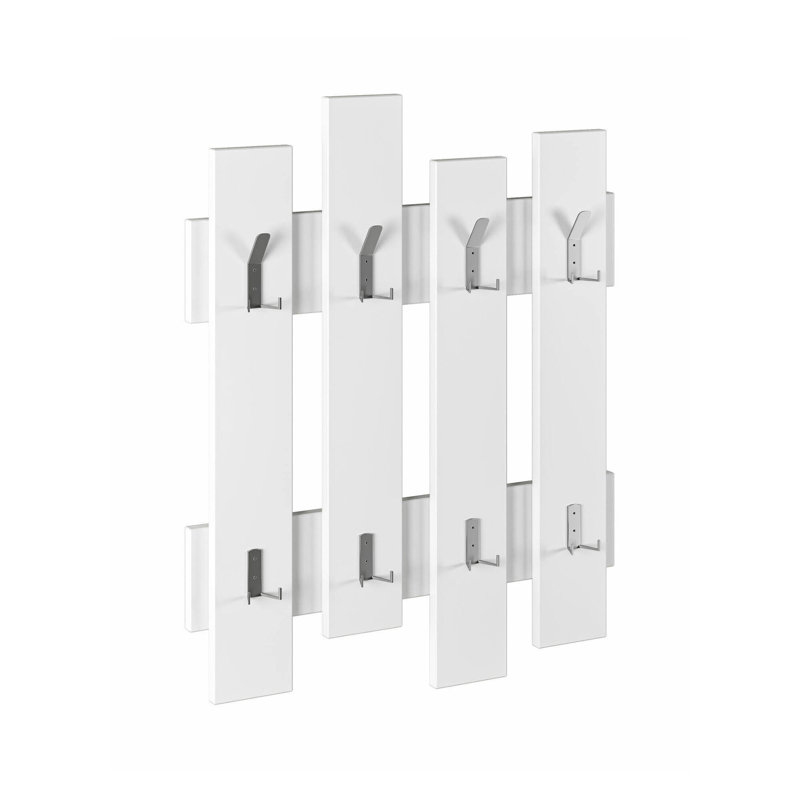 Defeo Wall 8 - Hook Wall Mounted Coat Rack, White