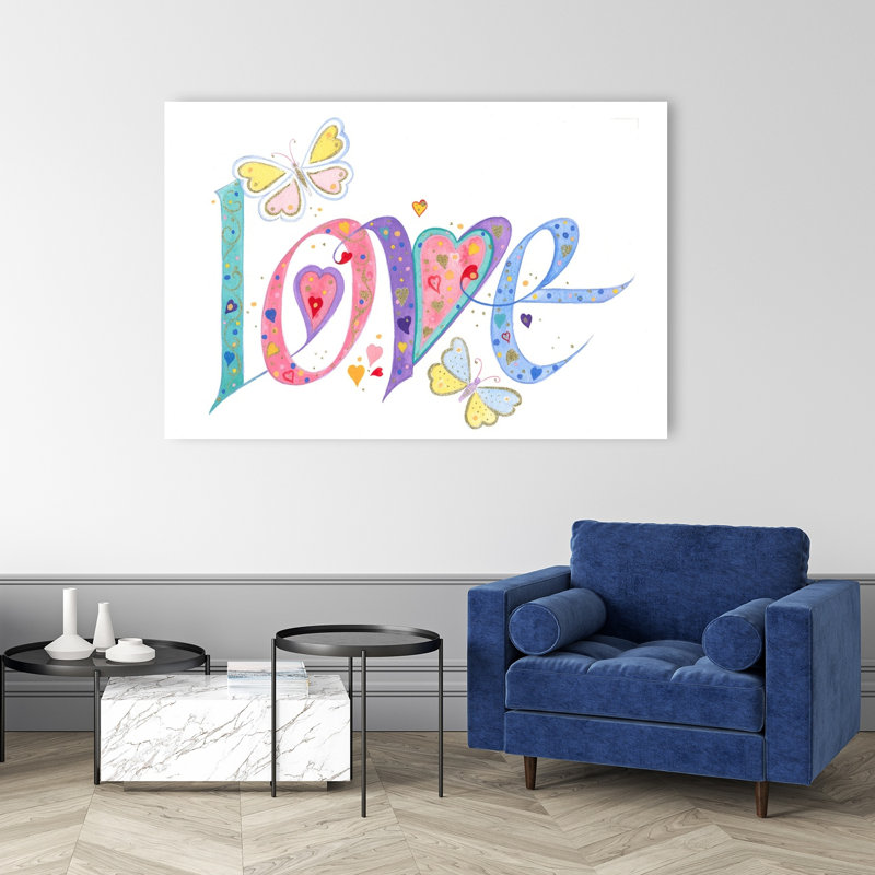 Love Colorful Elegant Playful Butterfly Wall Art Print 1 Piece Wrapped Canvas Wall Art, 101.6cm H x 152.4cm W