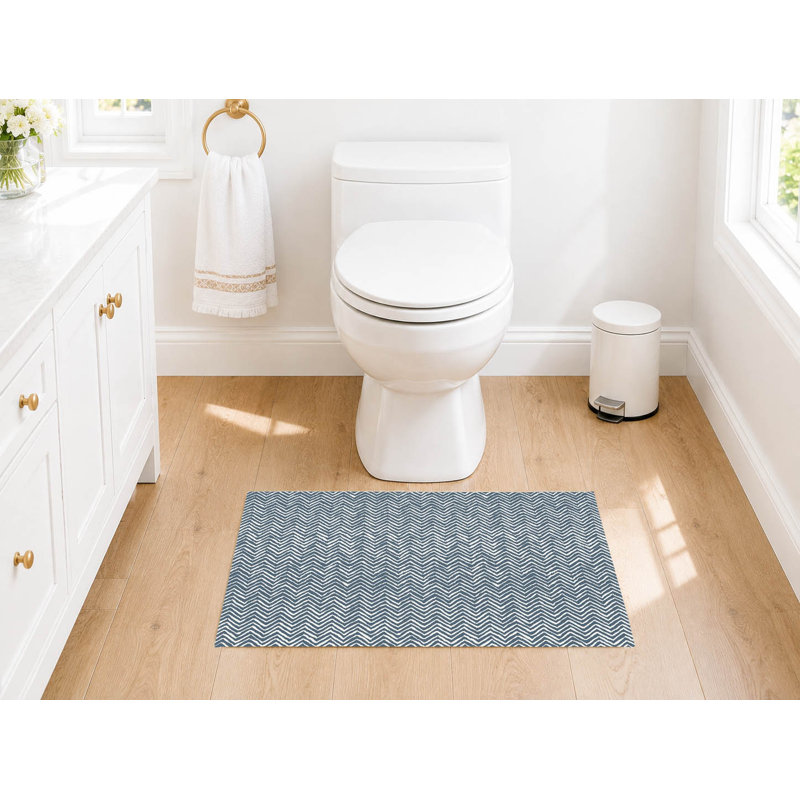 Tapis de toilette rectangulaire antidérapant à chevrons