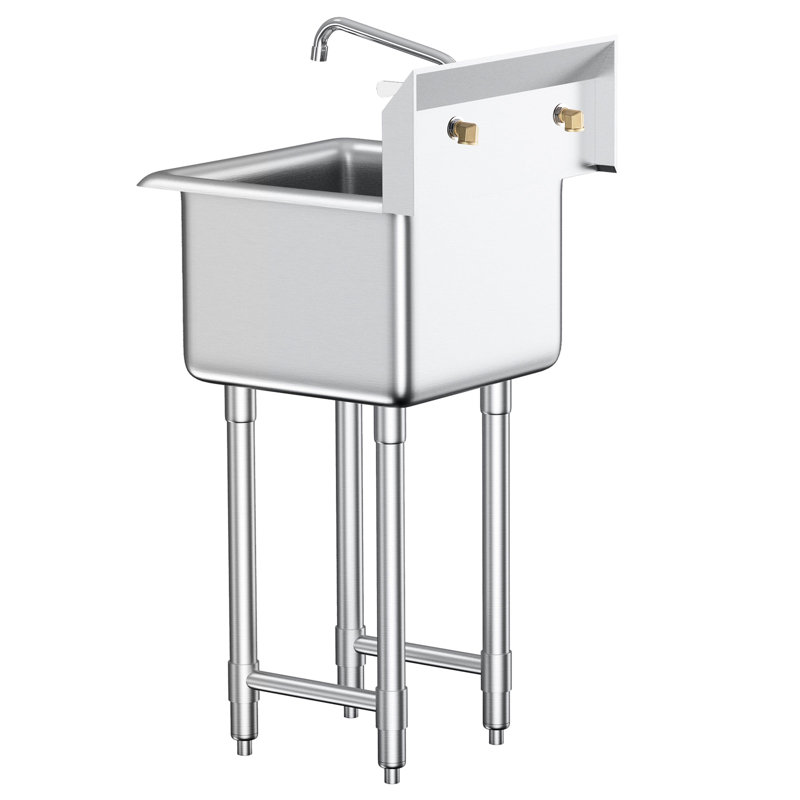 Évier commercial en acier inoxydable 18 "X41" avec noyau de valve en céramique et fuite - caractéristique de prévention, structure robuste en rouille à robinet à 360 ° 11 gallons,