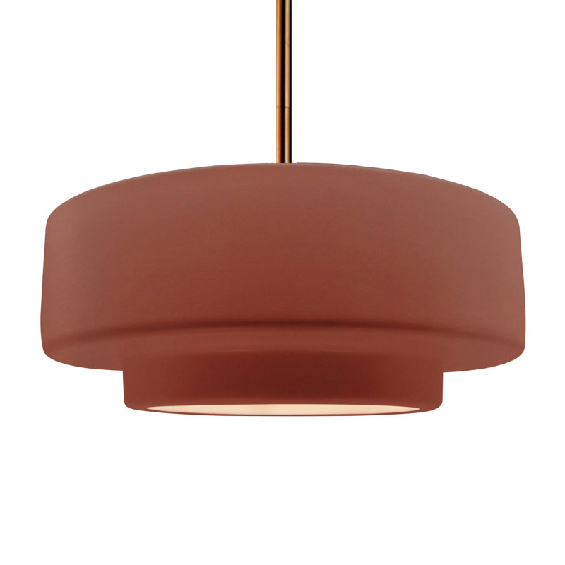Luminaire suspendu à 1 lumière Meydan, Argile Canyon / nickel, H 6 po x l 16,25 po x P 16,25 po, Laiton brossé