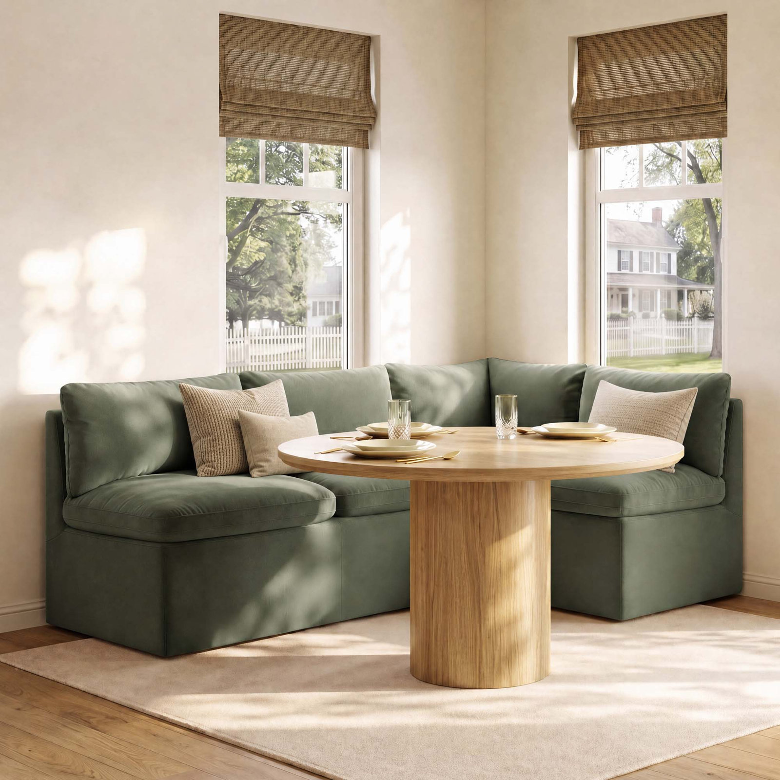 Alayaa Modular 3-Piece Dining Chair, Soren Olivine Velvet