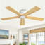 Ventilateur de plafond encastré à moteur à courant continu à pales en bois massif 54 pouces Milan avec télécommande, blanc et grain de bois-1235038692-1235038688-1235038703