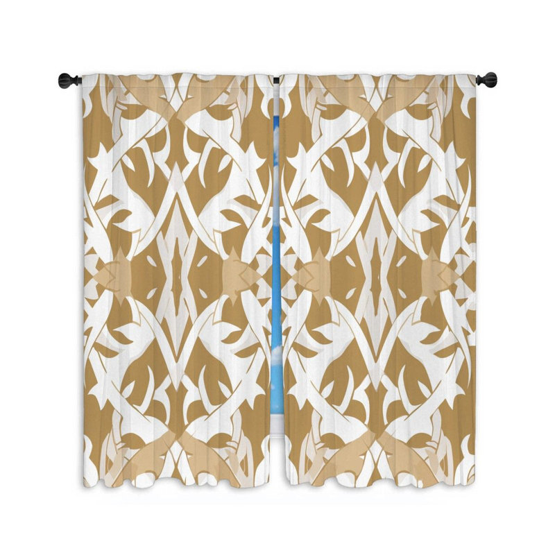 Rideau botanique à motif de feuilles - 2 panneaux, L 20 po x L 63 po