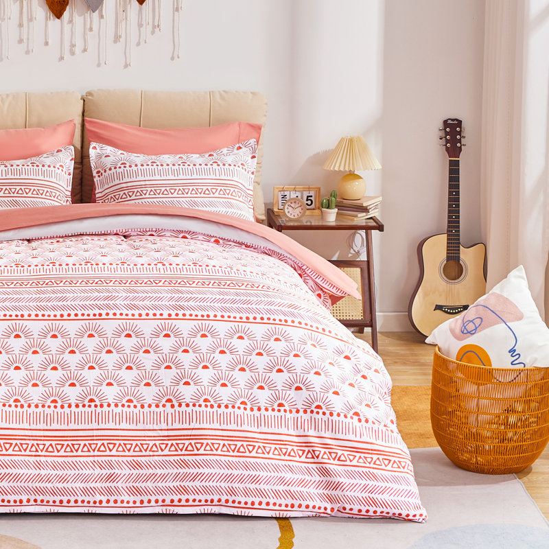 Twill Floral Duvet Cover, Terracotta Boho, Twin Duvet Cover + 1 Standard Sham