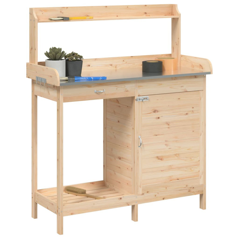 Wood Potting Bench, Light Brown