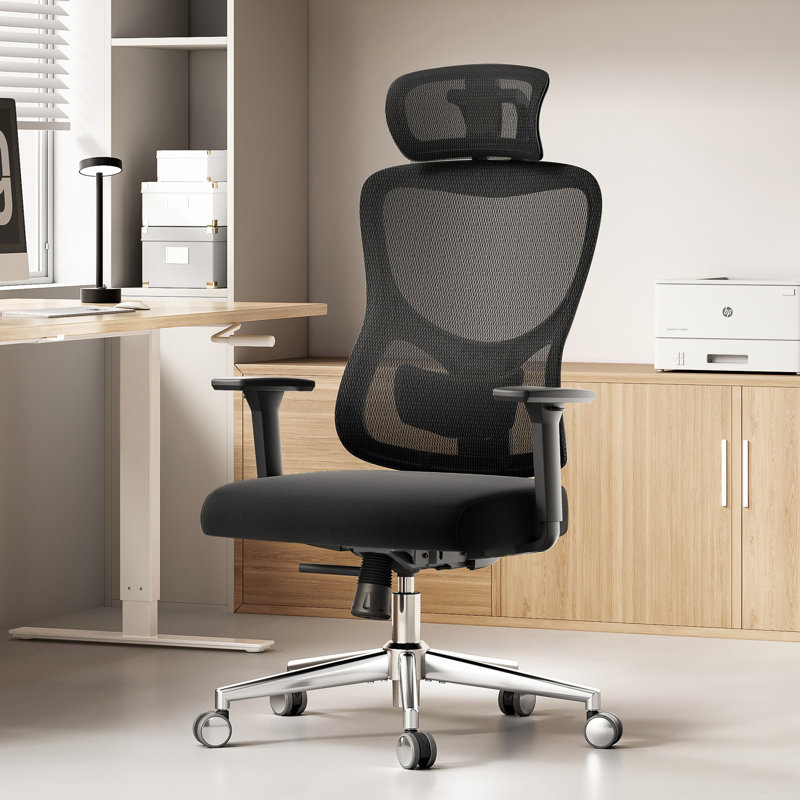 Ergonomic Mesh Office Chair with Multi-adjustable Headrest, Black