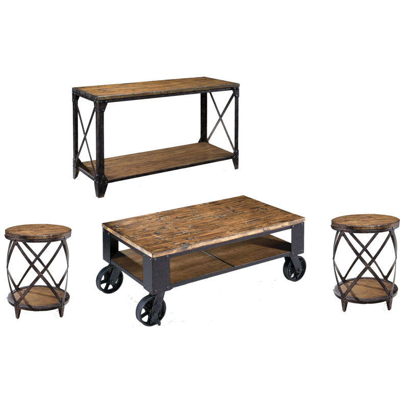 Addison Rectangular Starter Cocktail Table With 2 Round Accent Table And Sofa Table