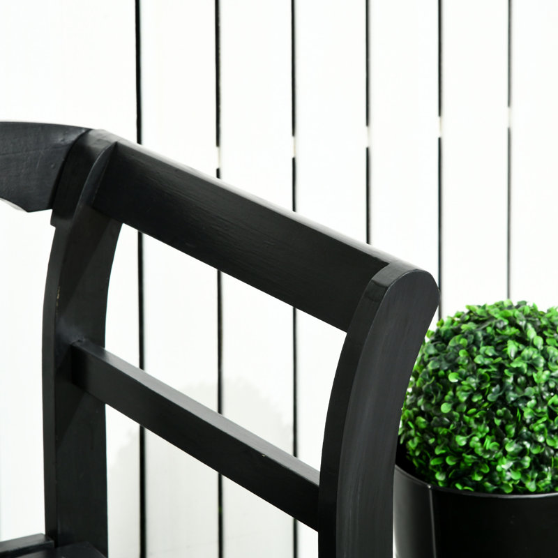 Rustic Country Diamond Pattern Outdoor Chair For 3 Person, Wooden Patio With And In Black Bench Pattern, Person Use