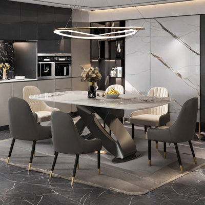 Italian style luxury rectangular dining table set.