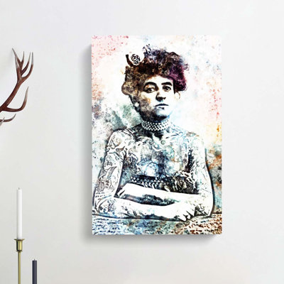 Tattooed Lady In Abstract - Wrapped Canvas