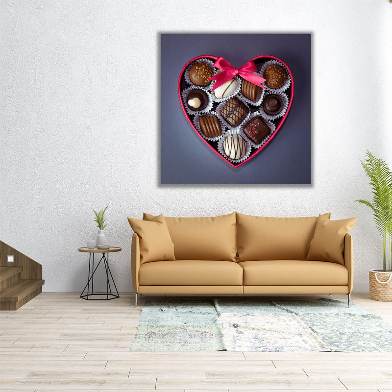 Chocolat au cœur - reproduction d'art sur toile, H 12 po x l 12 po