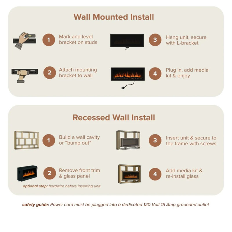 72 W Electric Smart Fireplace with Heat, 72" W