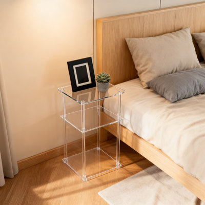 Modern Acrylic Side Table Set Of 2, 3-Tier End Tables For Small Spaces, Nightstand And Bedside Table For Living Room And Bedroom