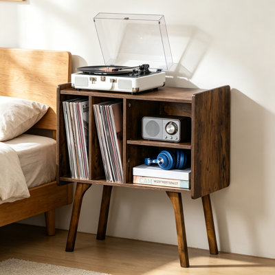 Table de rangement tourne-disque en vinyle avec 4 armoires pour 120 albums