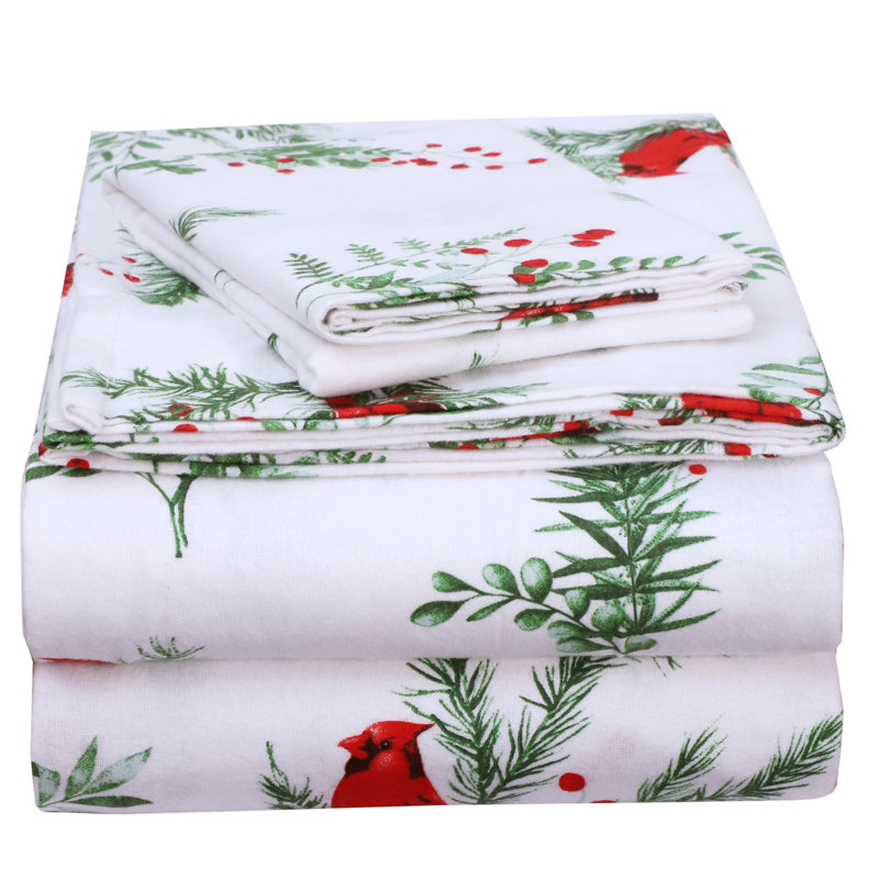 Ensemble de literie en flanelle 100 % coton, Ensemble de draps pour très grand lit californien