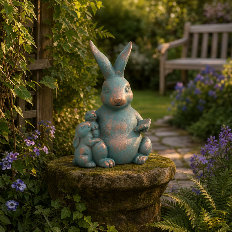 Statues de lapin sculpturales en résine pour décor de jardin