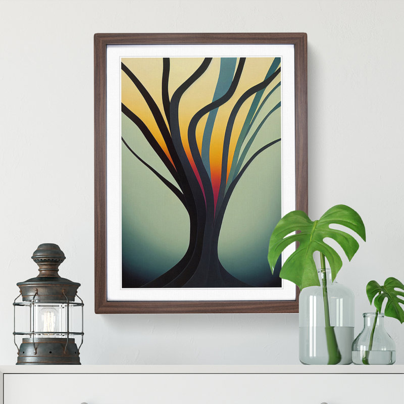 Splendid Abstract Tree No.2 - Wall Art, 34cm H x 25cm W x 2cm D, Walnut Framed