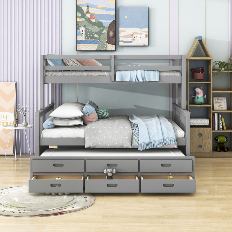 Greylin Kids Twin Over Full Bunk Bed with Trundle with Drawers, Espresso
