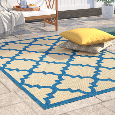 Tapis intérieur / extérieur sable / bleu Laub
