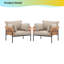 Méridienne moderne en corde 36 po - coussins imperméables beiges + structure en fer - mobilier de patio intérieur / extérieur Boho Chic (ensemble de 2)-1691335880