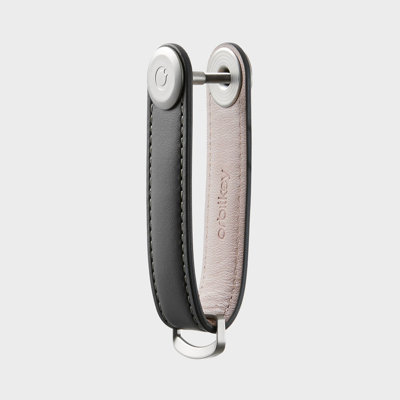 Orbitkey Premium Leather Slim Key Organizer, Carry 2-7 Keys,Charcoal/Grey Stitch