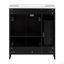 Meuble-lavabo noir 30 po avec lavabo en céramique, armoire de rangement abondante - 2 portes à fermeture en douceur et tiroir profond à deux niveaux