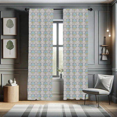 Damask Semi-Sheer Rod Pocket Curtain Panels