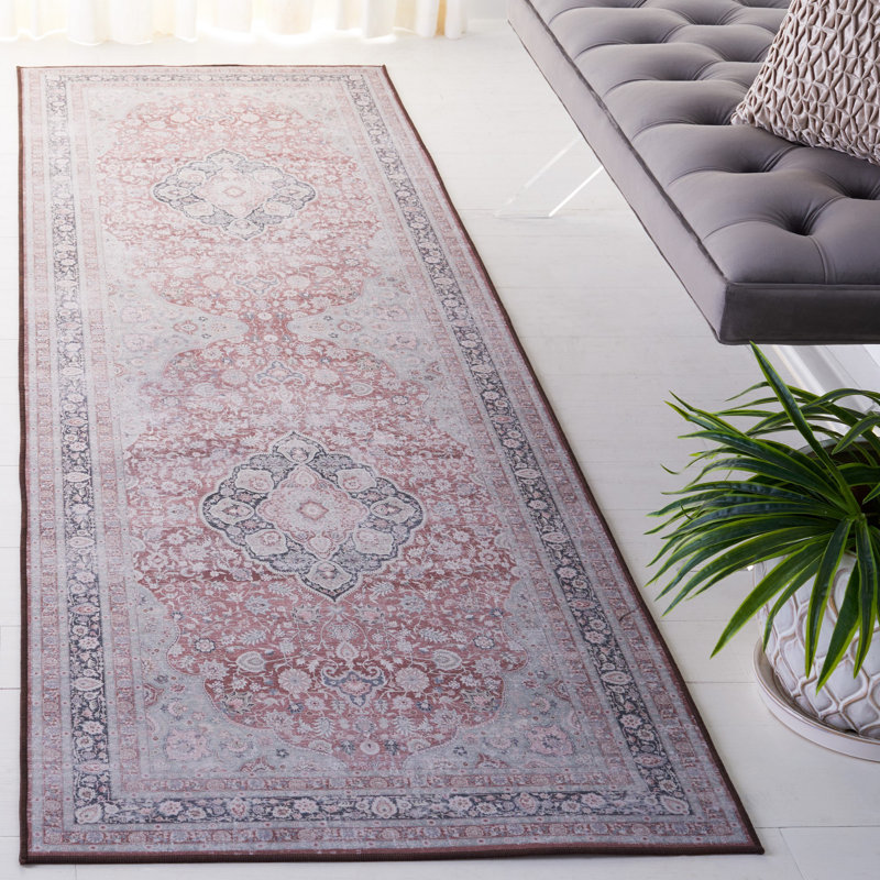 Tapis oriental rouille / sauge, Tapis de couloir 2 pi 6 po x 8 pi