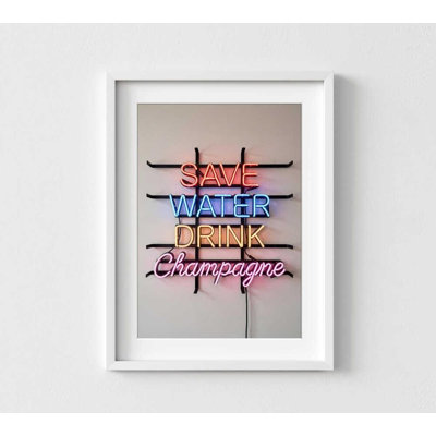 Neon Sign Art: Save Water Message - Ready to Hang