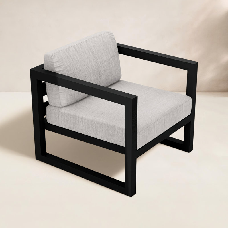 Avion Outdoor Lounge Chair, Cast Silver Sunbrella®, Black