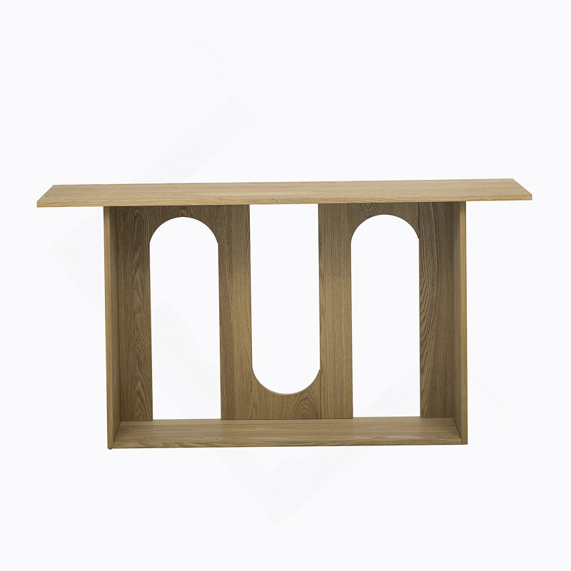 Modern And Curved Design Ash Veneer Console Table With Shelf,Suitable For Entryway,Hallway Living Room,Foyer,Corridor
