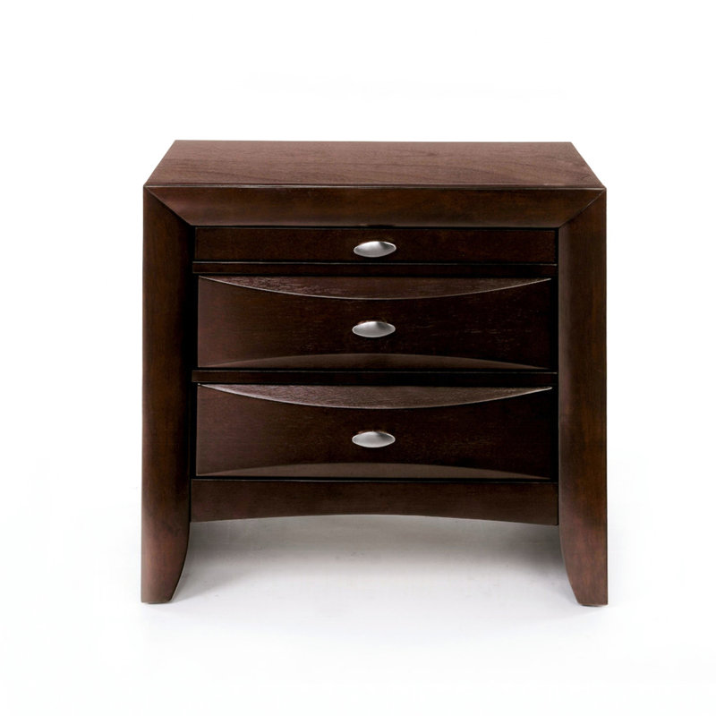 Finition table de chevet avec 2 tiroirs pratiques et 1 plateau coulissant pratique pour la chambre à coucher