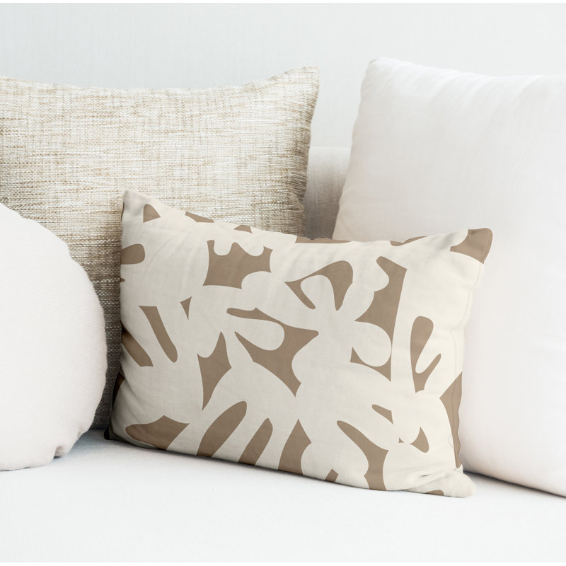 Coussin décoratif intérieur / extérieur en polyester filé Sheri, Beige, H 14 po x l 20 po