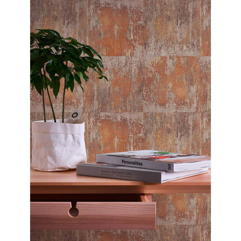 Rouleau de papier peint texturé L 21 pi, Beige / bronze / brun / cuivre / gris / taupe mét