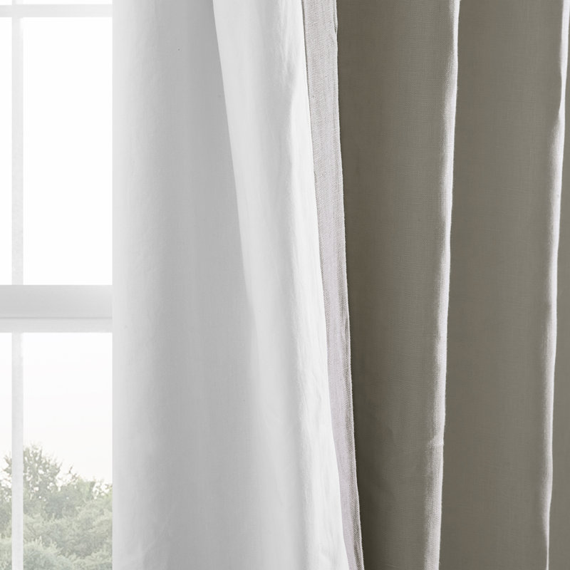 Briella French Linen Room Darkening Curtain, Fresh Khaki, 50" W x 108" L