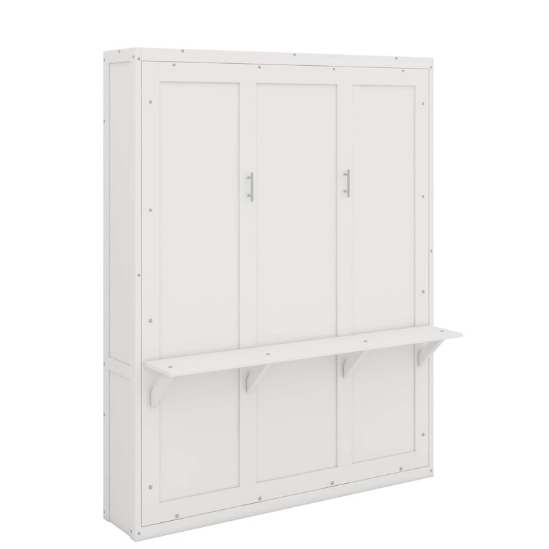 Queen-Sized Murphy Bed With Versatile Side Cabinet Including Storage Shelf And Desk Area