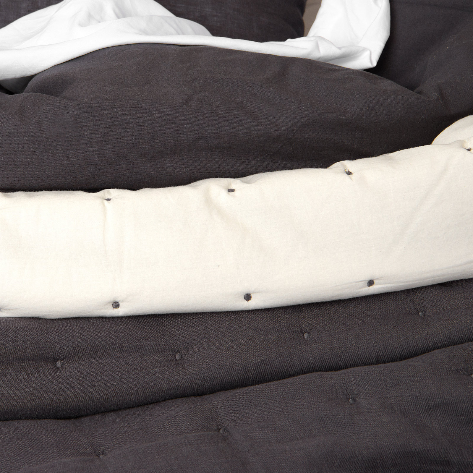 Linen Quilt Set, King Quilt, Gray