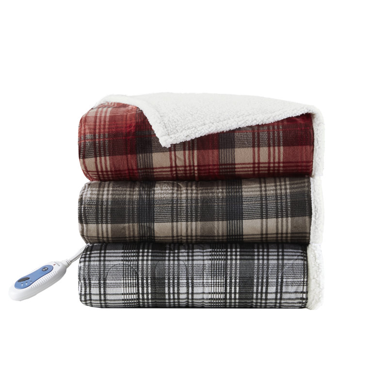 Brown Reversible Knitted Electric Heated Throw Blanket