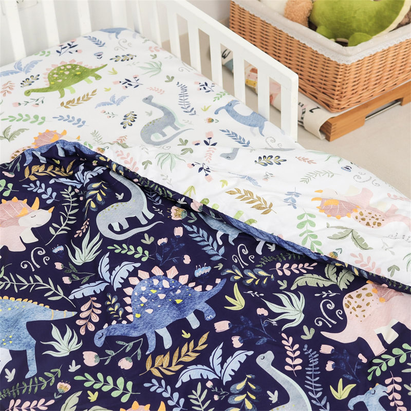 Ensemble de literie pour tout-petits 4 pièces, ensemble d'édredon pour lit de tout-petit bleu de première qualité