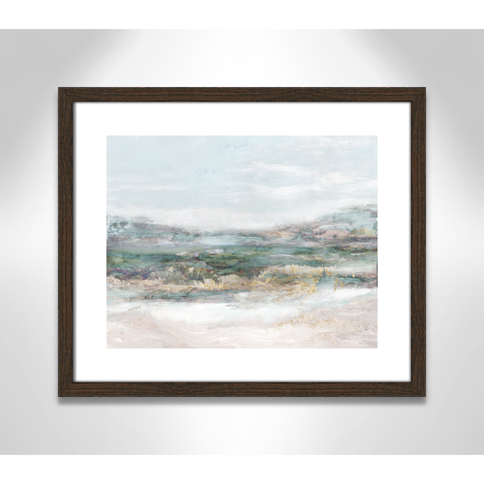 White, 16" H x 19" W x 0.75" D, Walnut Wood Grain Framed Paper