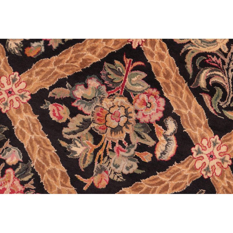 Tapis oriental noir / vert / rouge en laine noué à la main 8 pi 2 po x 10 pi 2 po Padam