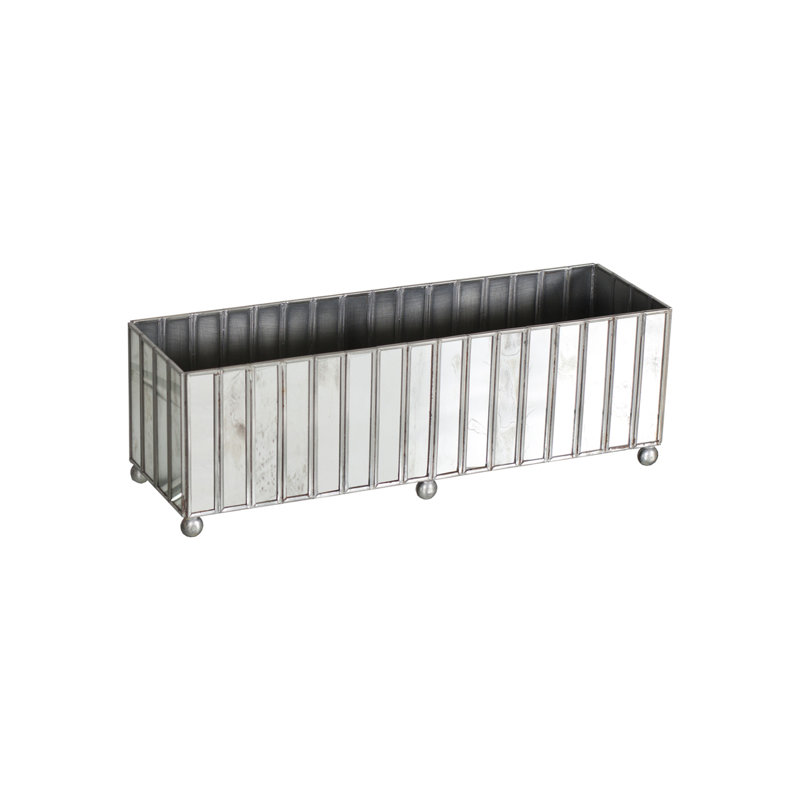 Chrome Rectangular Mirrored Indoor/Outdoor Planter Box