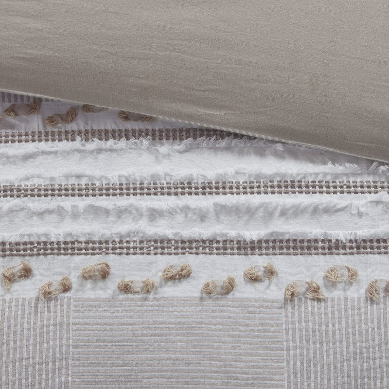 Ensemble d'édredon 100% coton 3 pièces Taupe, Très grand