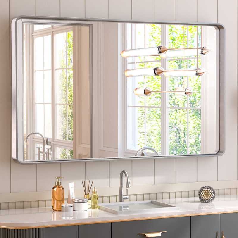 Miroir d'appoint Tyro, Argent, 40 po x 24 po, Rectangulaire