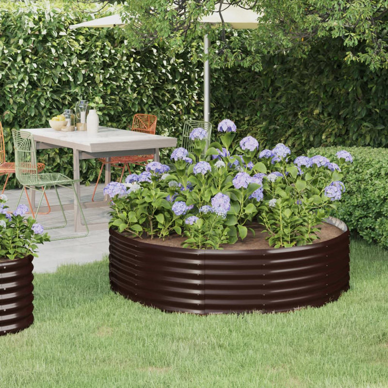 Garden Raised Bed Powder-coated Steel, Brown, 14.17" H x 39.37" W x 39.37" D