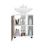 Armoire sous l'évier à deux tablettes latérales avec une porte, à découpes, avec rangement autoportant compact 22 po pour salle de bain, blanc, chêne naturel-1043706676